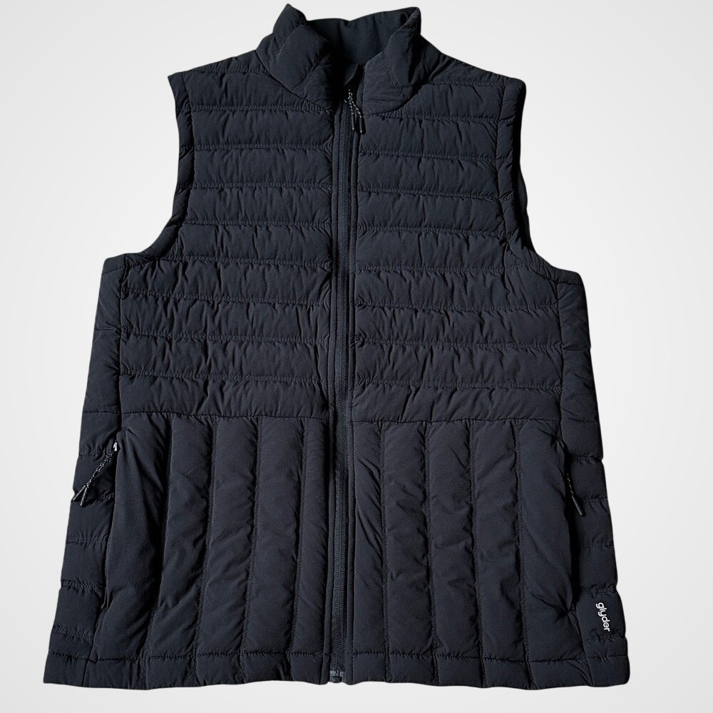 Glyder Womens Black Puffer Vest Small Full Zip Quilted Sleeveless Jacket NWOT